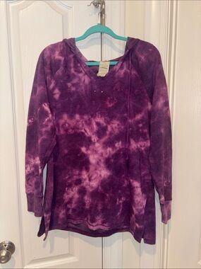 Earth Yoga Purple Tie-Dye Hooded Pullover Organic Cotton